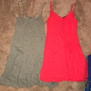 BUNDLE: 2 F21 Tie Up Red and Olive Dresses